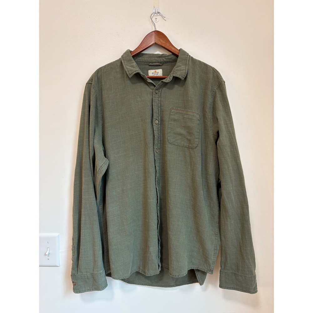 Marine Layer Mens XL Green Classic Fit Selvage Long Sleeve Button Down Shirt